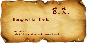 Benyovits Kada névjegykártya